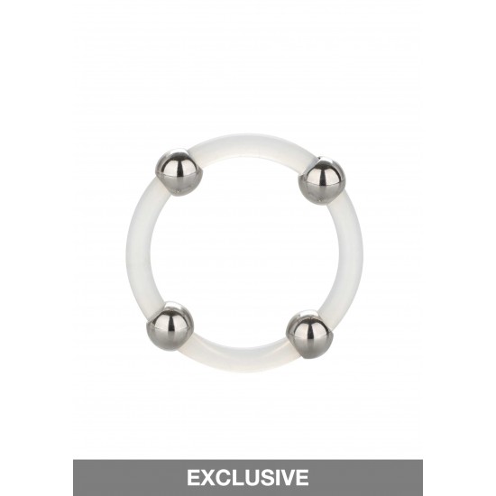 Steel Beaded Silicone Ring L