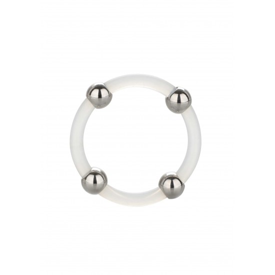 Steel Beaded Silicone Ring L