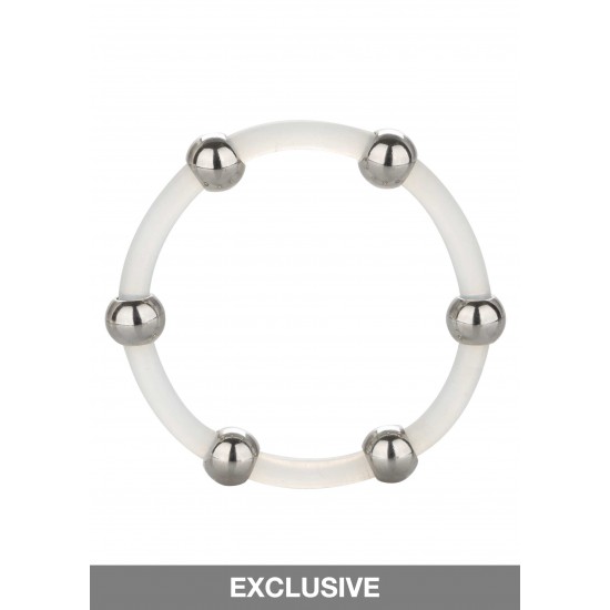 Steel Beaded Silicone Ring XL