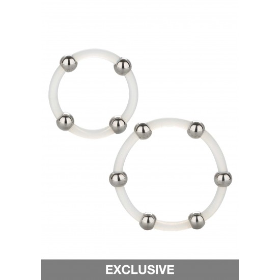 Steel Beaded Silicone Ring Set