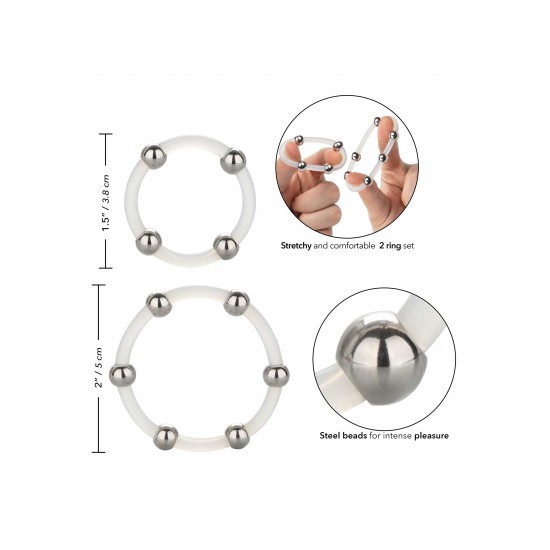 Steel Beaded Silicone Ring Set