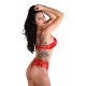 High-waist floral lace string