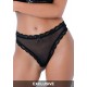 Mesh thong with ruched-back