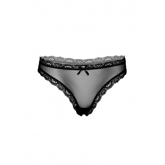 Mesh thong with ruched-back