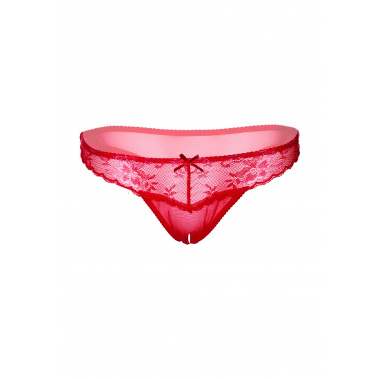 Crotchless floral lace string