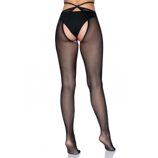 Strappy crotchless tights