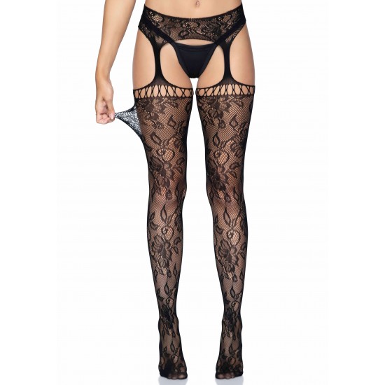 Lace garter belt stockings