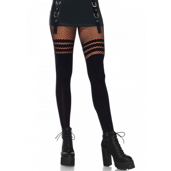 Pantyhose With Fishnet Stripes