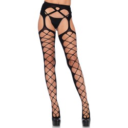 Diamond net opaque stockings