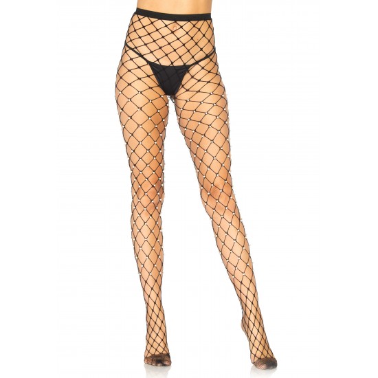 Faux pearl fence net tights
