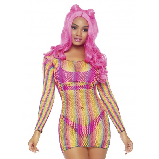 Rainbow fishnet mini dress Rainbow fishnet mini dress