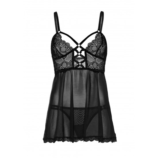 Sheer lace babydoll and string