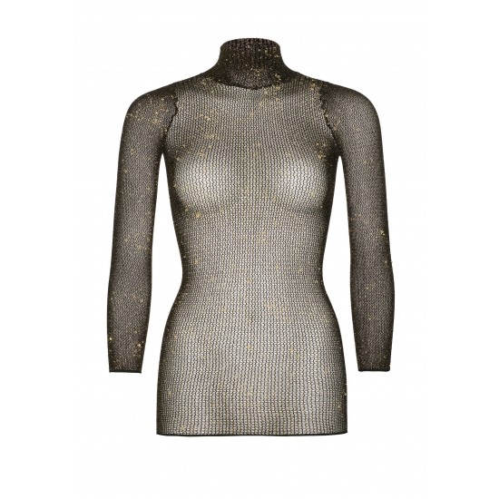 Lurex sleeved fishnet dress