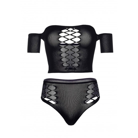 Opaque crop top and thong