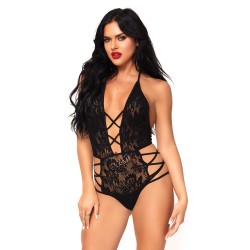 Strappy halter lace teddy