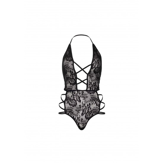 Strappy halter lace teddy