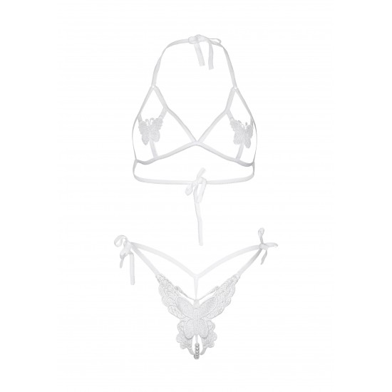 Open cup bra and pearl panty