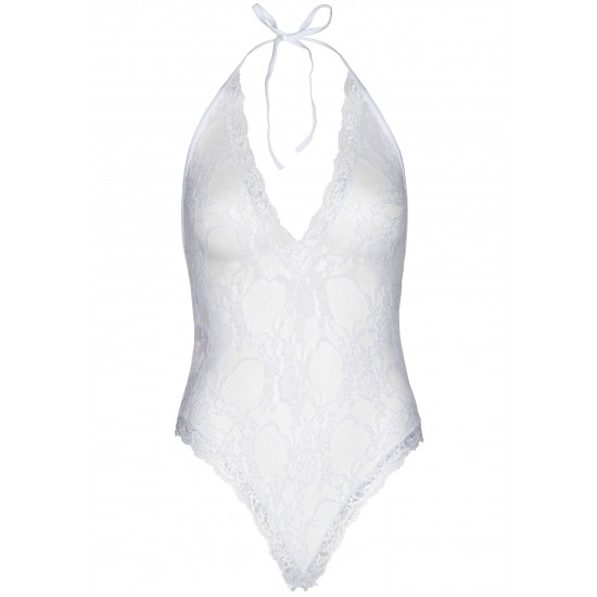 Lace Deep-V Teddy & Stockings
