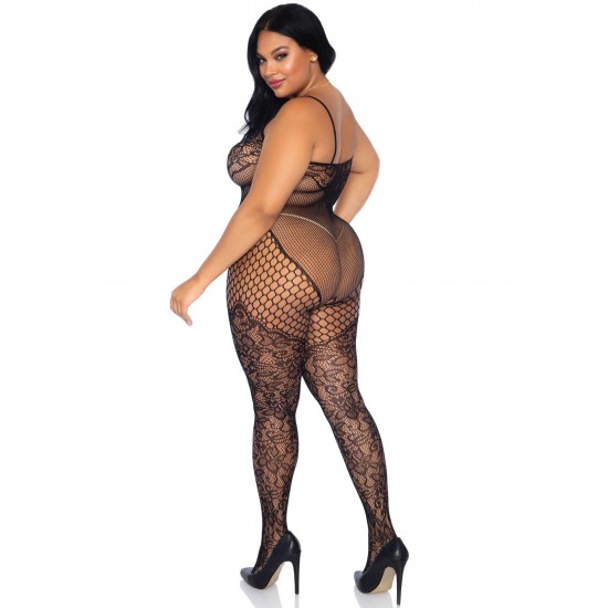 Lace & net tank bodystocking +