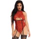 Sheer backless garter teddy
