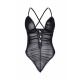 Sheer ruched lace up teddy