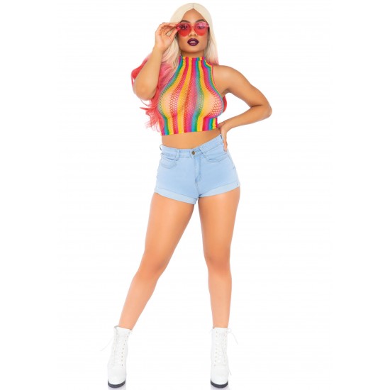 Rainbow net high neck crop top Rainbow net high neck crop top