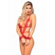 Crotchless lace teddy