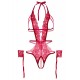 Crotchless lace teddy