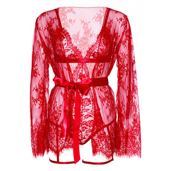 Teddy, lace robe & ribbon tie