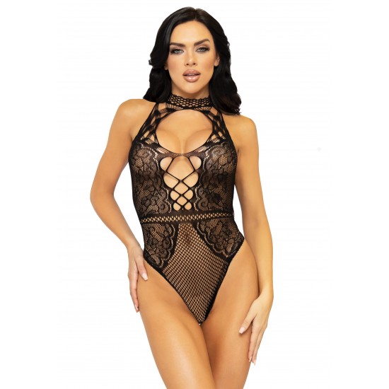 Net And Lace Keyhole Bodysuit Net And Lace Keyhole Bodysuit