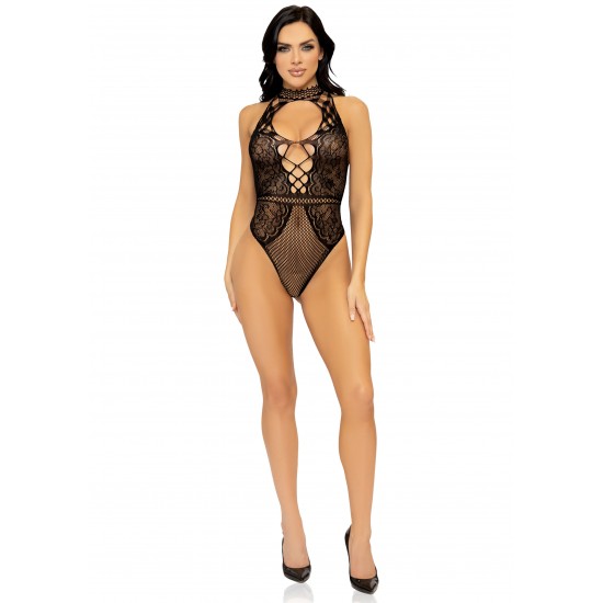 Net And Lace Keyhole Bodysuit Net And Lace Keyhole Bodysuit