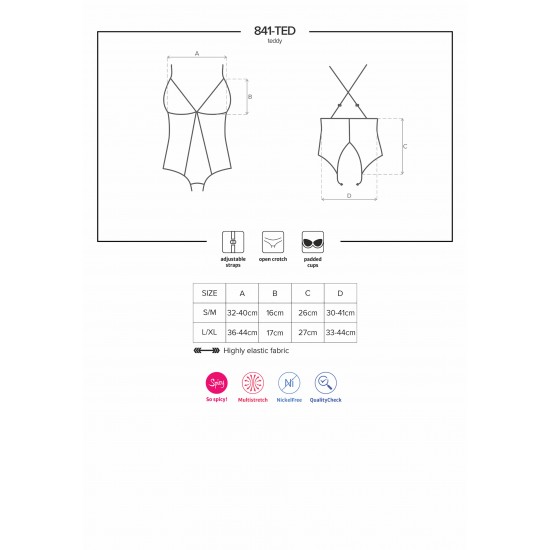 841 Padded, Crotchless Teddy 841 Padded, Crotchless Teddy